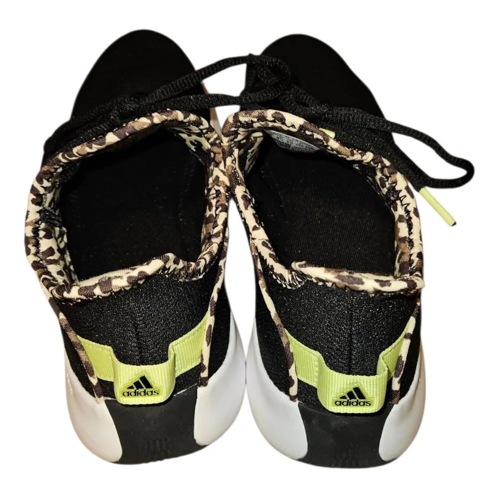 Adidas Cloudfoam Black Sneakers with Leopard Print Womens Size 8 - Picture 3 of 7